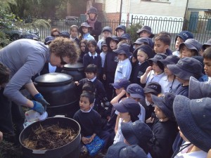 Students taking part in the Nature's Recyclers worm farm workshop
