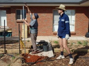 Nonno building some shade for the garden