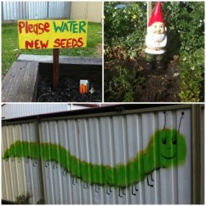 Colourful garden art in the children's garden